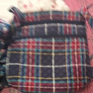 Quilted Plaid Crossbody Bag in Navy, Red & Teal